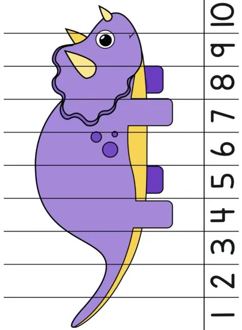 Number Ordering, Cute Triceratops, Puzzle Printable, Dinosaur Printable, Dinosaur Puzzles, Card Games For Kids, Dinosaur Activities, Dinosaur Crafts, Early Math