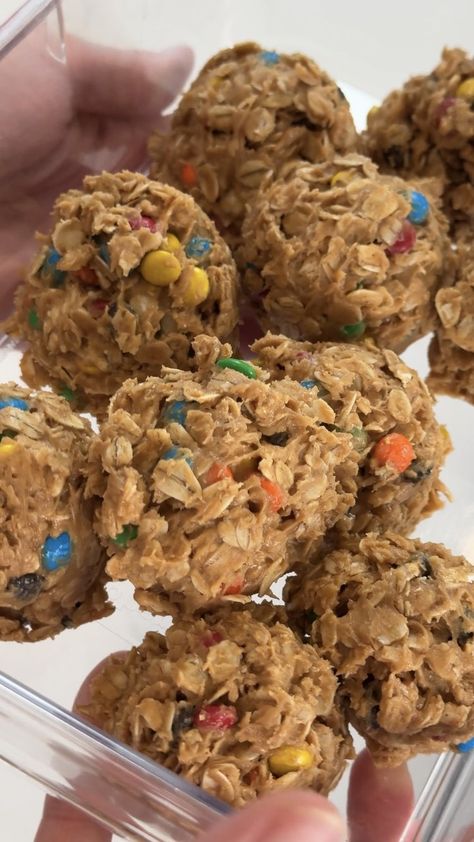 Monster Cookie Energy Balls: No-Bake Protein-Packed Treats Monster Protein Balls, Monster Cookie Energy Balls, Healthy Energy Balls, Oatmeal Energy Bites, Smooth Peanut Butter, Monster Cookie, Baked Granola, Energy Ball Recipe, Protein Packed Snacks