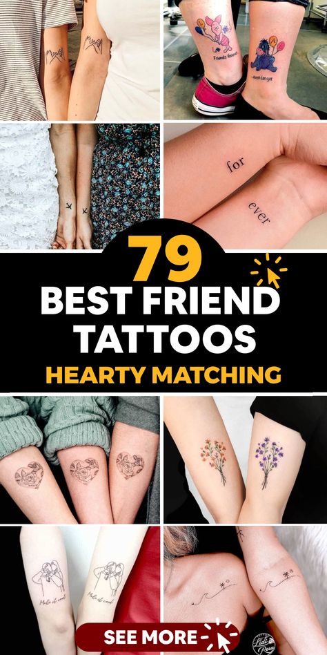 🖤✨ Embrace the bond of friendship with matching tattoos that speak volumes about your connection. Discover the meaning behind each symbol and let your tattoos be a constant reminder of the special moments you've shared. #FriendshipTattoos #SymbolicInk #ForeverConnected Complete Opposite Best Friend Tattoos, Spiritual Friendship Tattoos, Classy Best Friend Tattoos, Unisex Matching Tattoos, Soul Friend Tattoo, Best Friend Tattoos Male And Female, Long Distance Sister Tattoos, Small Best Friend Tattoo, Matching Bestie Tattoos Best Friends