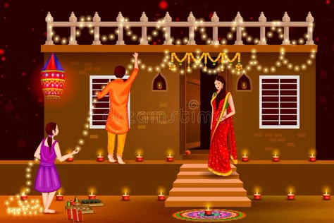 People celebrating Happy Diwali holiday India background. Easy to edit vector il , #AFFILIATE, #Diwali, #holiday, #India, #People, #celebrating #ad Diwali Festival Drawing, Diwali Home Decoration, India Background, Diwali Animation, Happy Diwali Pictures, Diwali Painting, Happy Diwali Photos, Diwali Holiday, Diwali Message