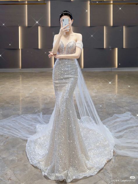 Gaun Tulle, Korean Wedding Dress, Extravagant Wedding Dresses, Big Wedding Dresses, Multi Way Dress, Sparkle Wedding Dress, Gowns Dresses Elegant, Wedding Gowns Mermaid, Wedding Dresses Corset