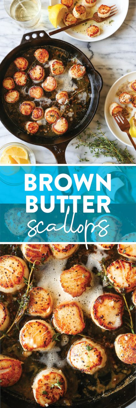 Perfect Scallops, Brown Butter Scallops, Damn Delicious Recipes, Butter Scallops, Seafood Dinners, Simple Meals, Scallop Recipes, Dinner Guests, Baked Fish