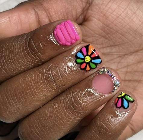 Short Nail Design, Kids Nail Designs, Girls Nail Designs, Overlay Nails, Neon Acrylic Nails, Glitter Nails Acrylic, Hard Nails, Cute Simple Nails, Girly Acrylic Nails