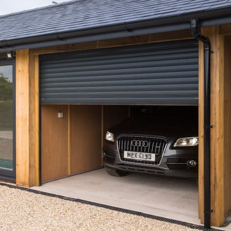 Wooden Roller Garage Door, Garage Access Door, Electric Garage Door, Residential Roll Up Garage Door, Garage Roller Door Ideas, Types Of Garage Doors, Up And Over Garage Door, Double Garage Uk, Garage Roller Doors