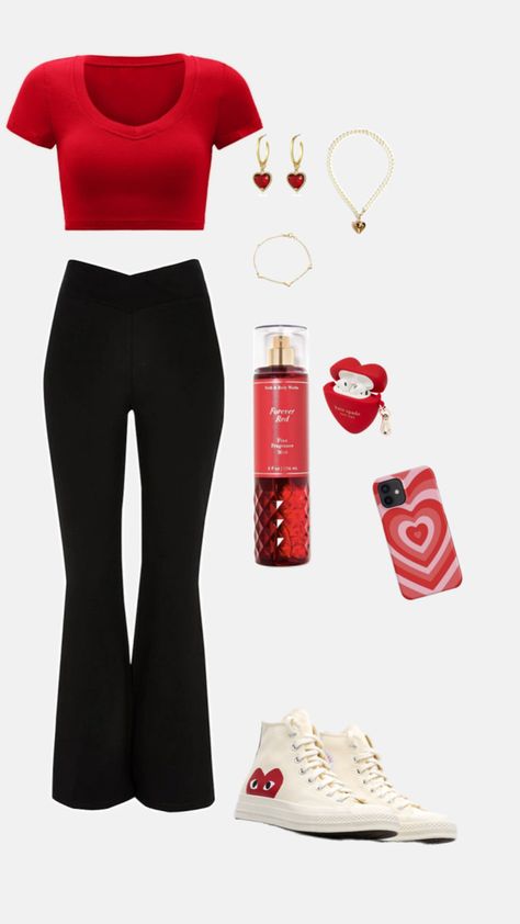 Cute casual valentines fit Outfit For Women Casual, Valentines Outfit Ideas, Aesthetic Valentines, Valentines Outfit, Outfit For School, Outfit For Women, Outfit Cute, Day Outfits, Valentines