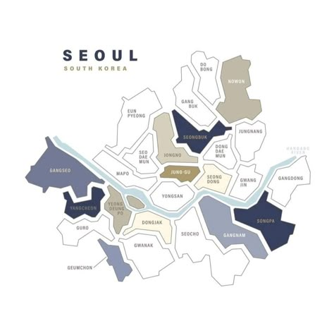 Seoul Map Aesthetic, South Korea Map Aesthetic, Map Of Seoul, South Korea Map, Seoul Map, Korea Map, Maps Aesthetic, Korean Illustration, Korea Trip