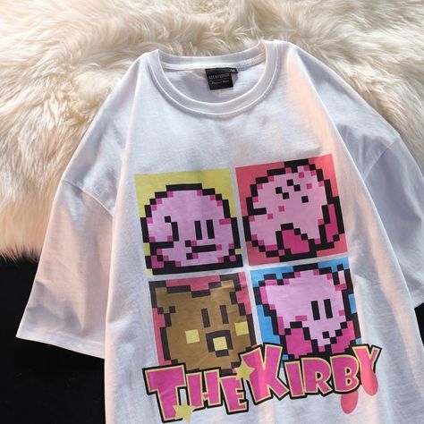 🌟 Level Up Your Style with The Kirby T-Shirt: 🌟 Fun and Playful: The Kirby T-Shirt is designed for gamers and all-around fans of the adorable pink puffball. Ideal for those who appreciate a playful and stylish tee. ✨ Superior Quality: Crafted with precision to ensure top-notch quality and style. This t-shirt offers exceptional comfort and durability, perfect for various occasions. 👕 Versatile and Nostalgic: The Kirby T-Shirt is perfect for different events, allowing you to express your love f Pixel Cartoon, Cute Kirby, Sage Pink, Anime Pixel, Japanese Harajuku, Plain Tees, Oversized T Shirt, Dream Clothes, Japanese Anime