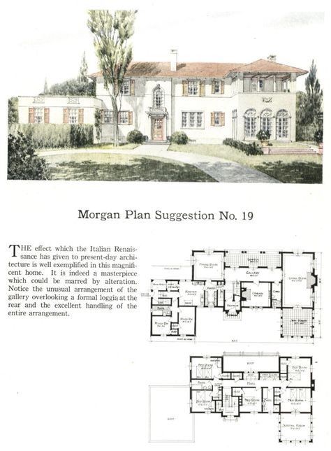 Italian Renaissance Style Home Italian Villa Floor Plans, Spanish Villa Floor Plans, Southwestern Architecture, Italian House Plans, Functional Garage, Italian Mansion, Italian Style Home, Spanish Revival Home, Sims Inspiration