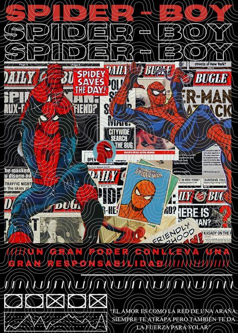 SPIDERMAN / SPIDERBOY - Etsy Morocco Spiderman Poster, Spiderman Theme, Spiderman Drawing, Black And White T Shirt, Soccer Inspiration, Retro Graphic Design, Spider Art, Marvel Spiderman Art, Spiderman Comic