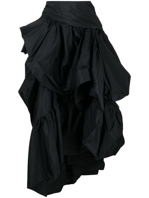 Find ERDEM Asymmetric Tiered Maxi Skirt on Editorialist. black taffeta draped design high-waisted tiered skirt peplum waist concealed side zip fastening asymmetric hem calf-length Long Skort, Draping Skirt, Diy Skirts, Handmade Skirts, Stylish Skirts, Tiered Maxi Skirt, Asymmetrical Skirt, Fashion Design Clothes, Skirt Design