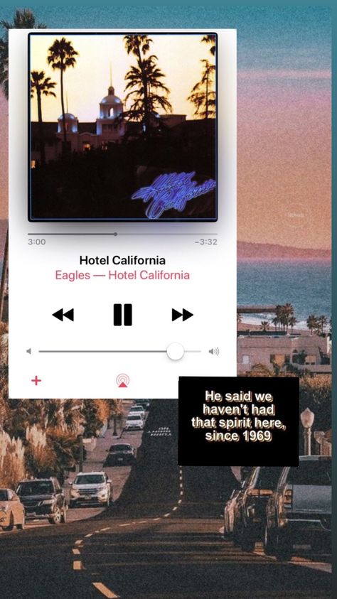 Hotel California- Eagles Hotel California Aesthetic Lyrics, The Eagles Aesthetic, Hotel California Aesthetic, California Playlist, Hotel California Poster, Hotel California Eagles, 90s Room Aesthetic, Eagles Music, 90s Room