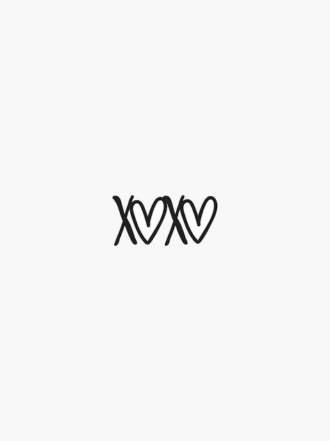 "xoxo" Sticker by hrmattus | Redbubble Phrase Tattoos, Roman Numeral Tattoos, Ear Tattoo Ideas, Ear Tattoos, Mommy Tattoos, Tasteful Tattoos, Black And White Stickers, Heart Tattoo Designs, Glitter Canvas