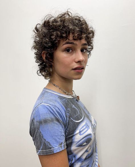 Shags Short Hair, Soft Mullet Curly Hair, 3b Curly Mullet, Mod Cut Curly, Short Curly Hair Mullet Woman, Curly Mullets, Curly Shullet, Short Curly Mullet Women, 3b Curly Hair Mullet