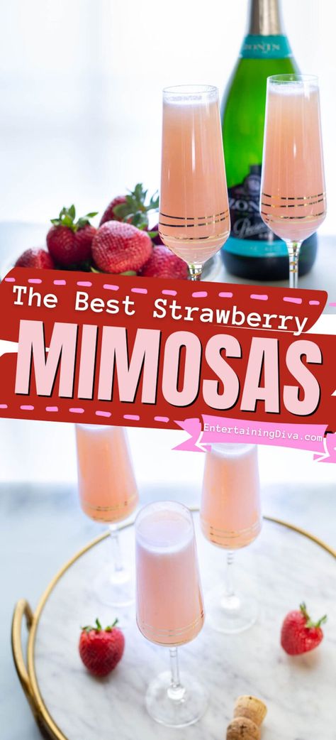 Jello Shot Recipes Vodka, Strawberry Mimosa Recipe, Shot Recipes Vodka, Strawberry Mimosas, Party Jello Shots, Best Jello Shot Recipes, Easy Mimosa, Mimosas Recipe, Vodka Jello Shots