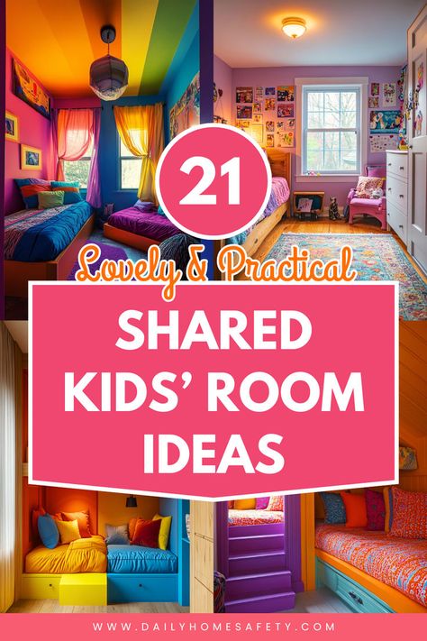 Discover creative and practical shared kids' room ideas for siblings of all ages. From space-saving bunk beds to gender-neutral decor, find inspiration for your little ones' shared space. Twins Shared Bedroom, Separate Bunk Beds Shared Rooms, Mixed Gender Shared Bedroom, Shared Room Divider Ideas Kids, Bedroom Ideas For Brother And Sister, Age Gap Shared Bedroom, Kids Boy And Girl Shared Room, Divide Kids Room Shared Bedrooms, Sister Brother Room Shared Bedrooms