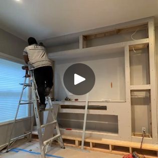 Building a media wall by himself 💪 | Building a media wall by himself 💪 | By Creative BeeFacebook Media Wall Step By Step, Build A Media Wall, Media Wall Ideas, Media Wall, Wall Installation, Wall Ideas, Family Room, Bee, Media