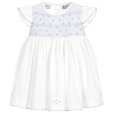 White Smocked Dress, Well Dressed Kids, Princess And Prince, Hi Baby, Sarah Louise, Shop For Kids, Kids Designer Clothes, Burberry Kids, Hand Smock