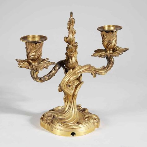 Pair of Decorative Gilt Bronze Rococo Candelabra by Jollet & Cie Check more at https://www.nicholaswells.com/shop/lighting/candlesticks/pair-decorative-gilt-bronze-rococo-candelabra/ Rococo Lighting, Center Pieces, Inspired Living, Princess Wedding, Shop Lighting, Rococo, Antique Style, Bedroom Makeover, Table Lamps