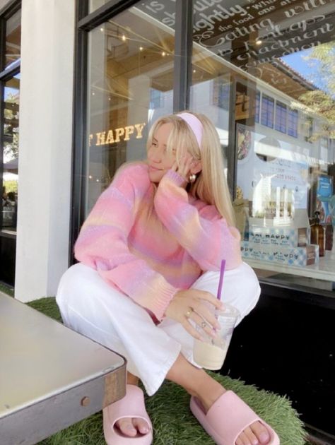 Slippers Outfit, Slippers, Pink, White