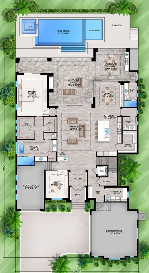 Contemporary Plan: 4,789 Square Feet, 4 Bedrooms, 5.5 Bathrooms - 207-00137 Farmhouse Design Ideas House Plans, 5bedroom House Plans One Floor, Modern House Floor Plans 4 Bedroom, House Layout Plans 2 Story, House Interior Plan, 4 Car Garage House Plans, 4 Bedroom House Plans 2 Story, Farmhouse Sign Ideas, South Facing House Plan