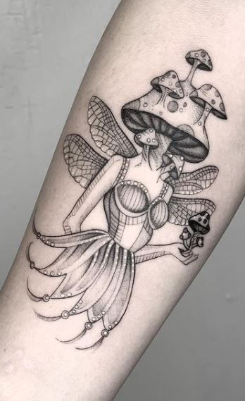 Backpiece Tattoo, Mushroom Tattoo, Autumn Tattoo, Mushroom Tattoos, Fairy Tattoo, Dope Tattoos, Simplistic Tattoos, Piercing Tattoo, Creative Tattoos