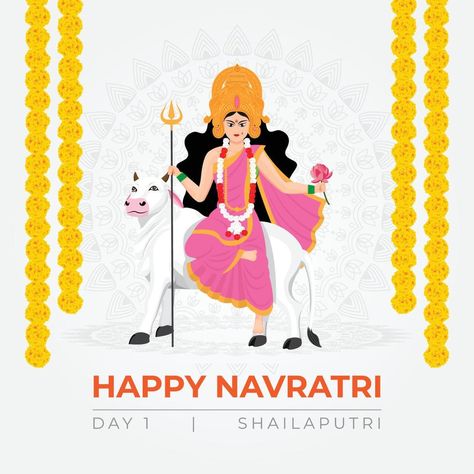 9 Avatars Of Goddess Durga, Navratri Shailputri, Navratri Illustration, Navratri Day 1, Durga Puja Greetings, Navratri Devi, Greek Goddess Statue, Happy Navratri Wishes, Devi Images