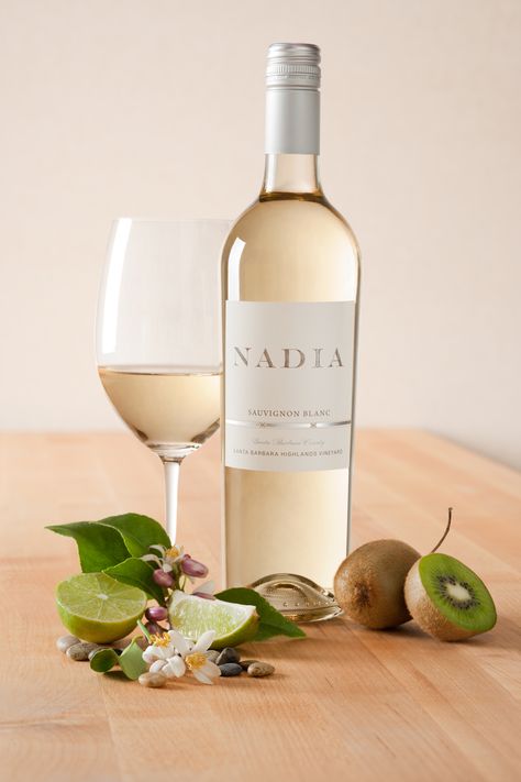 The NADIA Sauvignon Blanc is a true expression of what we love most about the variety.  Alive with notes of tart kiwi and zesty lime blossom, this wine is in perfect balance with a nice lift of fresh acidity.  The palate is medium-light and rich from aging in neutral French oak. White Wine Labels, Wine Bottle Photography, Wine Advertising, Wine Snob, Wine Photography, Wine Label Design, Rose Champagne, Food Photography Inspiration, Food Drink Photography