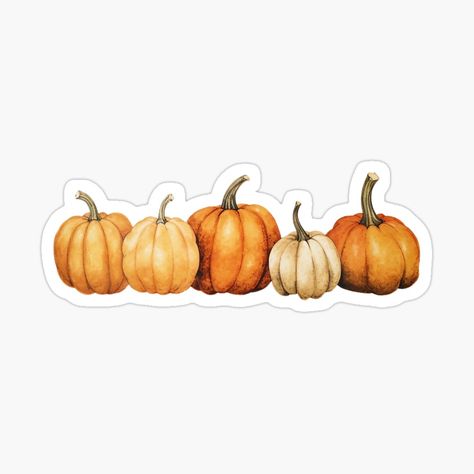 Get my art printed on awesome products. Support me at Redbubble #RBandME: https://www.redbubble.com/i/sticker/Watercolour-Halloween-Pumpkins-in-a-row-by-lastgirlscout/149969439.EJUG5?asc=u Png Icons Cartoon, Fall Themed Stickers, Fall Stickers Aesthetic, Halloween Stickers Aesthetic, Watercolour Halloween, October Stickers, Watercolour Stickers, Cute Halloween Stickers, Halloween Animation