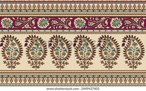 Beautiful Mughal Traditional Border Digital Print Stock Illustration 2449437401 | Shutterstock Mughal Border Design, Mughal Lace Border, Digital Lace Border, Mughal Border, Lace Border Design, Mughal Motifs, Mughal Flower, Art Motifs, Floral Borders