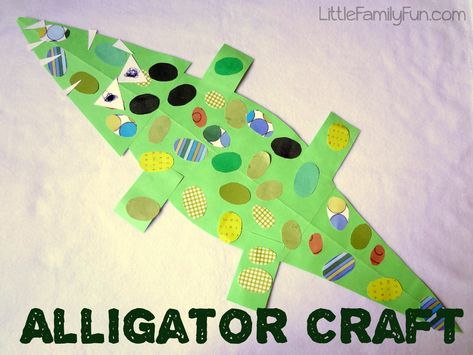 Little Family Fun: Alligator Craft Alligator Craft, Alligator Crafts, Crocodile Craft, Jungle Crafts, Zoo Crafts, Zoo Theme, Book Craft, Activities For Boys, Alphabet Crafts