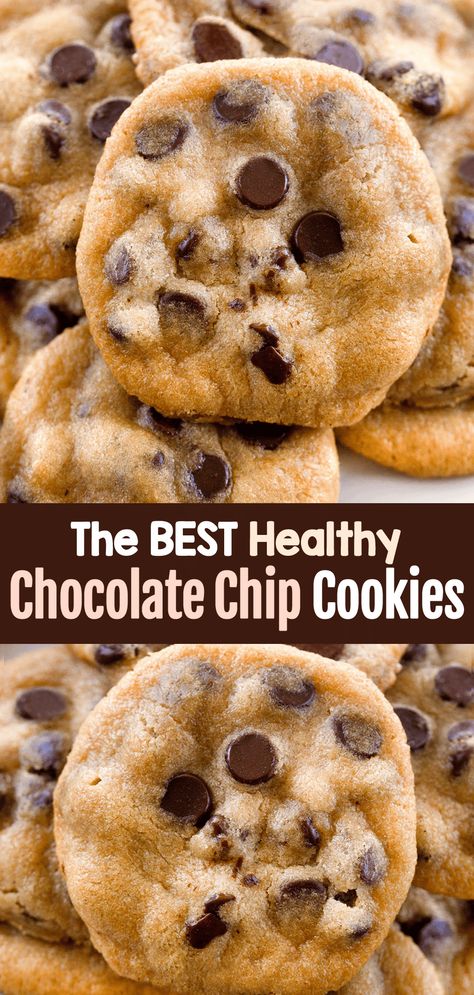 The Best Healthy Chocolate Chip Cookie Recipe Healthy Cookie Recipes Chocolate Chip, Healthy Chocolate Chip Cookie, Healthy Chocolate Chip Cookies, Healthy Chocolate Chip, Healthy Cookie Recipes, Healthy Sweet Treats, Chocolate Chip Cookie Recipe, Chip Cookie Recipe, Healthy Sweets Recipes