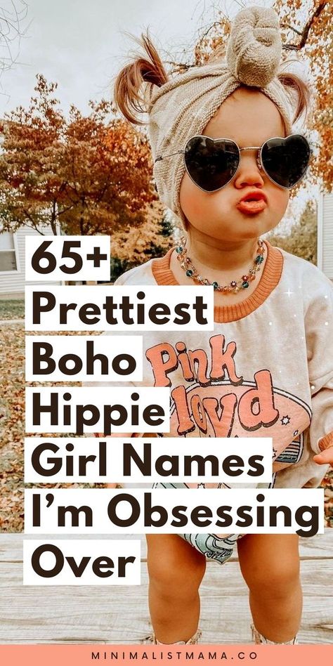 Looking for some cute, boho baby names for your little girl? *This* is the ultimate collection of earthy, nature inspired baby names. So get your baby names list ready and add these totally unique, uncommon and whimsical baby names rn! Girl Names Unique List, Boho Girl Names, Hippie Girl Names, Earthy Girl Names, Boho Names, Hippie Baby Girl, Boho Baby Names, Bohemian Baby Names, Hippie Names