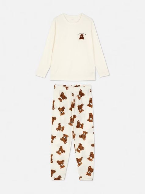 Primark Pyjamas, Plush Pajama Pants, Primark Store, White Pajamas, Winter Pajamas, Pyjama Bottoms, Matching Pajamas, Fall Fits, Bear Pattern