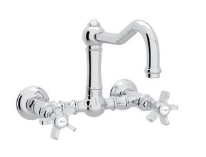 Rohl Country Kitchen Spoke Bridge Kitchen Faucet with Double Cross Handle in Polished Chrome RA1456XAPC2 Wall Mounted Kitchen Faucet, Bridge Faucet Kitchen, Nickel Faucet, Wall Mount Kitchen Faucet, Bridge Kitchen Faucet, Polished Nickel Faucet, Bridge Faucet, Spa Trip, Kitchen Faucets Pull Down