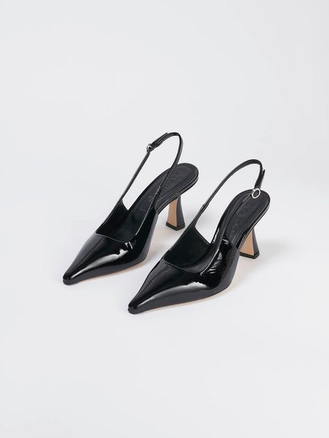 Edgy Heels, Sling Back Heels, Pointy Heels, Patent Leather Heels, Sling Back, Slingback Pump, High Heel Pumps, Black Pumps, Sneaker Head