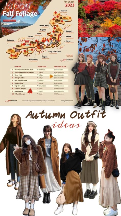 Autumn outfit ideas Fall Fashion Japan, Japan Travel Outfit Autumn, Fall Outfits Japan, Japan Autumn Outfit, Autum Outfit, Japan Travel Outfit, Winter Inspo Outfits, Japan Autumn, Ueno Park