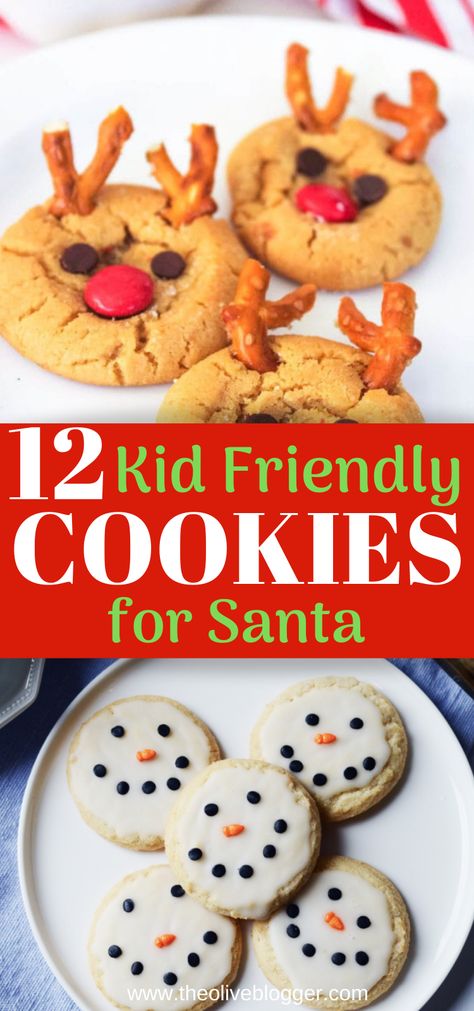 Christmas Easy Bakes For Kids, Fun Kids Christmas Cookies, Easy Winter Cookies, Santa Treats For Kids, Treats For Santa, Best Santa Cookies, Christmas Cookies Kids Can Make, Santa Christmas Cookies, Easy Christmas Cookie Recipes For Kids