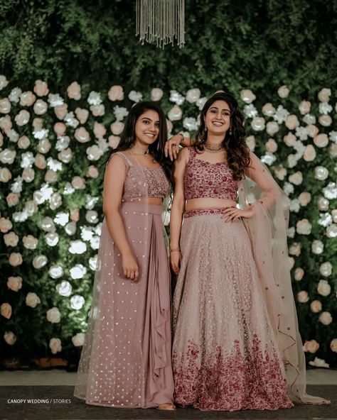 Groom's Sister Outfit, Reception Dress Ideas For Bride Sister, Reception Dress For Sister, Engagement Outfit For Grooms Sister, Reception Dress Bridesmaid Indian, Reception Gown For Bride Sister, Reception Dress For Groom Sister, Reception Saree For Bride Sister, Lehenga For Groom's Sister