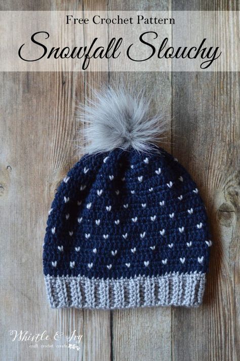 FREE Crochet Pattern: Crochet Snowfall Slouchy Hat | Make this lovely hat with beautiful "snowfall" detail that looks like knit! Perfect for wintertime. Pola Kupluk, شال كروشيه, Confection Au Crochet, Crochet Knit Stitches, Crochet Knit Hat, Bonnet Crochet, Crochet Cap, Haken Baby, Crochet Simple