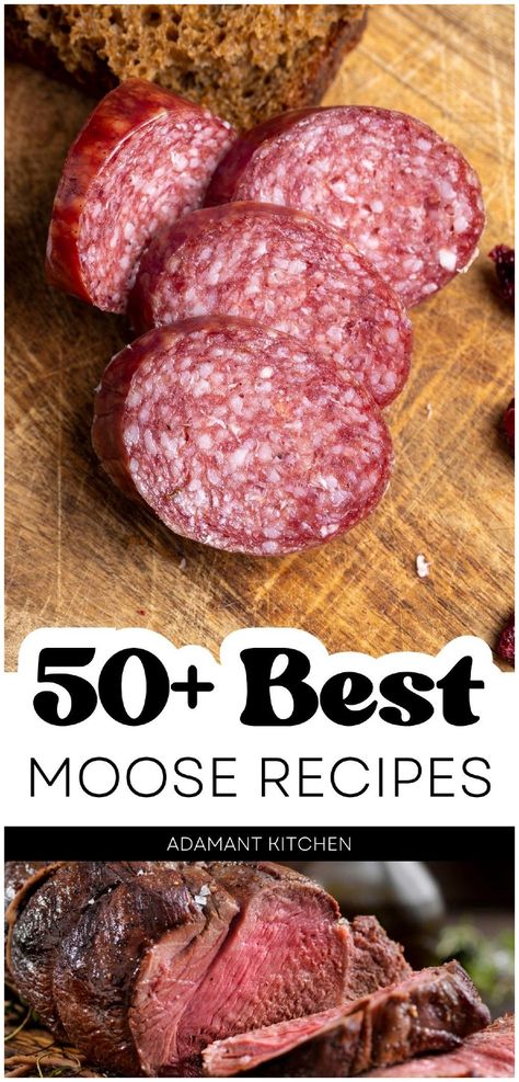 Try the 50+ best moose recipes that turn moose meat into gourmet meals. Whether you’re making moose meatballs, steaks, or roasts, this recipe collection will ensure that you enjoy every bite of your wild game. Perfect for moose hunting season! Find more big game hunting, venison recipes, wild meat recipes, and Healthy Fall Recipes at adamantkitchen.com. Moose Recipes Meat, Moose Sausage Recipe, Blackstrap Recipes, Moose Roast Recipe, Moose Meatballs, Moose Steak, Moose Roast, Antelope Recipes, Elk Meat Recipes