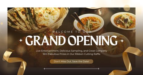 👉CLICK THE LINK TO EDIT!💻✨  Experience the excitement of a grand opening with our vibrant Facebook ad design template on Canva! Capture the attention of your audience and invite them to join in the celebration of your new venture. With eye-catching visuals and engaging text, this template is perfect for showcasing special offers, promotions, and exclusive deals to attract customers to your grand opening event. #GrandOpening #CanvaDesign #FacebookAd  👣 Follow us too! 🌟 @kreasicantikcanva Opening Soon Banner, Restaurant Grand Opening, Facebook Ad Design, Grand Opening Banner, Grand Opening Event, Facebook Ad Template, Facebook Ads Design, Elegant Restaurants, Facebook Content