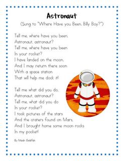 Astronaut Song, Solar System Song, Space Lesson Plans, Fun Songs To Sing, Space Theme Preschool, Space Lessons, Space Preschool, Space Unit, Outer Space Theme