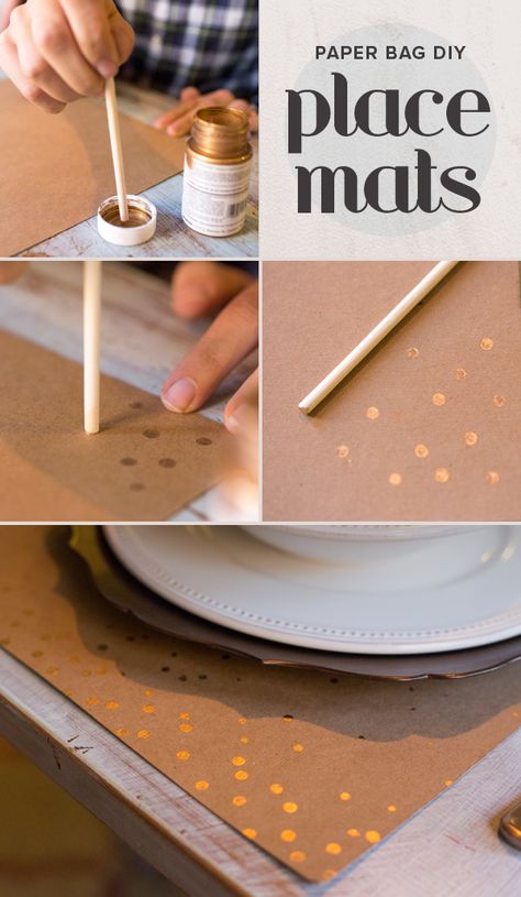 Butcher Paper Placemats, Table Mats Ideas Diy Paper, Brown Paper Christmas Table, Paper Placemats Ideas Diy, Diy Placemats Paper, Diy Place Mats Ideas, Christmas Placemats Diy, Brown Paper Table Runner, Diy Table Decorations For Party