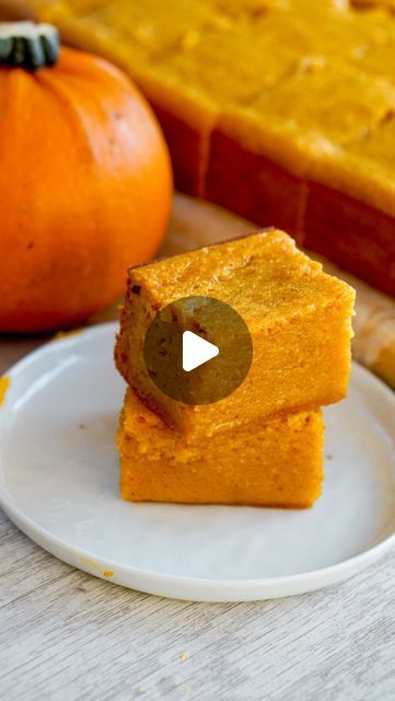 Kristen Morita on Instagram: "Pumpkin pie meets mochi cake in this pumpkin butter mochi that went viral last year! So easy - just mix and bake. Full recipe with more details is on the blog, search “pumpkin butter mochi.”

Ingredients
1 16 oz. box mochiko
1 1/2 cups sugar
2 tsp baking powder
2 tsp pumpkin pie spice
1/2 tsp cinnamon
1 tsp salt
4 eggs
2 15 oz. cans pumpkin puree
1 14 oz. can sweetened condensed milk
1 12 oz. can evaporated milk
1 cup butter (two sticks or 8oz) melted
2 tsp vanilla

Instructions
Preheat oven to 350 degrees F and grease a 9x13” baking pan.
In a large mixing bowl, whisk dry ingredients.
Add wet ingredients and mix well.
Bake for one hour or until a toothpick poked in the center comes out clean. Let rest for at least one hour before slicing. Leftovers can be kept Hawaii Deserts, Mochi Ingredients, Pumpkin Mochi Recipe, Pandesal Recipe, Hawaiian Desserts, Butter Mochi, Mochi Recipe, Mochi Cake, Orange Muffins