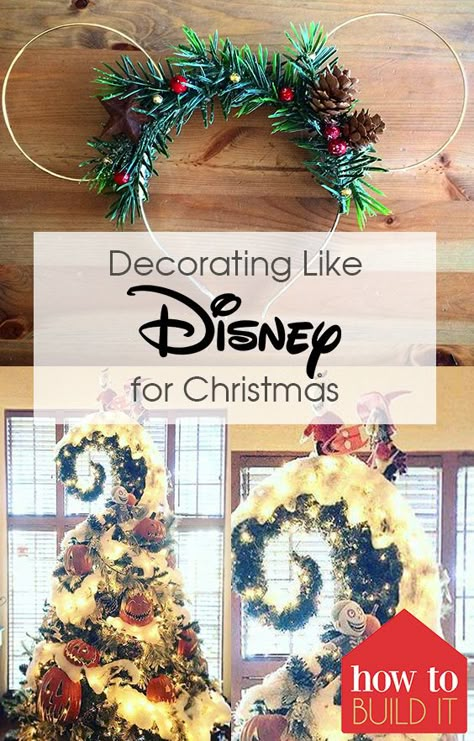 Decorating Like Disney for Christmas | How To Build It Disney For Christmas, Disney Christmas Diy, Disney Christmas Crafts, Disney Christmas Decorations, Disney Christmas Tree, Outdoor Christmas Tree, Christmas Disney, Disney Home Decor, Mickey Christmas