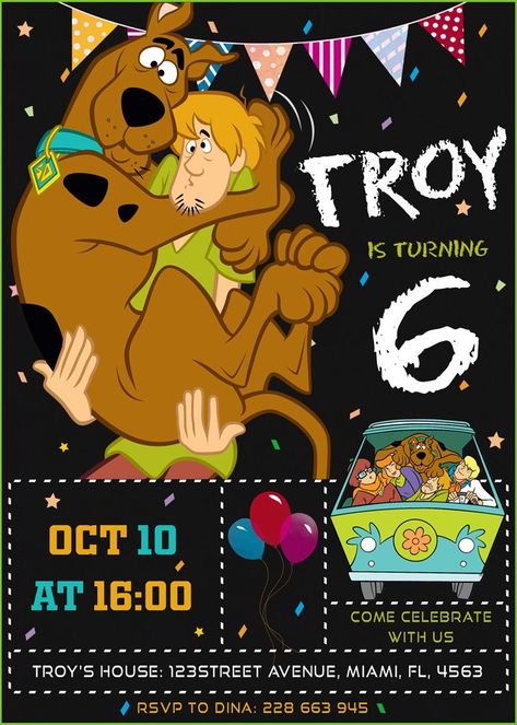 Scooby Doo Birthday Invitations, Scooby Doo First Birthday, Scooby Doo Party Decorations, Scooby Doo Invitations, Scooby Doo Birthday, Ruins Of Pompeii, Scooby Doo Birthday Party, Solving Mysteries, Baby Birthday Party Theme