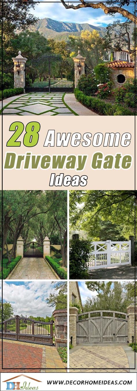 Front Gate Ideas Driveways, Iron Gates Entrance Driveways, Entry Gates Ideas Driveway Entrance, Gate Entrance Landscaping Ideas, Driveway Gate Ideas, Iron Gates Driveway, Entrance Gates Driveway, Acreage Landscaping, Iron Main Gate Design