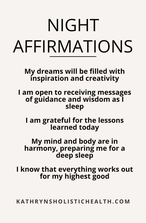 Try these affirmations at night for better sleep and a positive mindset. This will put you into a feel good state filled with gratitude and help you fall asleep. Bedtime Gratitude, Night Affirmations, Affirmation Meaning, Bedtime Affirmations, Night Journal, Affirmations Confidence, Racing Mind, Mind Health, Sleep Quotes