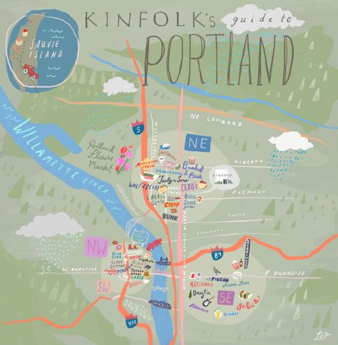 24 Hours in Portland with Kinfolk Magazine Portland Map, Oregon Map, Kinfolk Magazine, Portland Travel, Oregon Travel, Illustrated Map, Design Sponge, Oh The Places Youll Go, Magazine Design