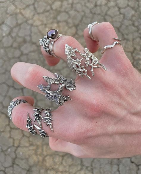 Soldered Rings, Soldering Jewelry Rings, Jewelry Soldering, Metal Smithing, Fantasy Metal Jewelry For Alternative Fashion, Handmade Gothic Silver Jewelry, Solder Jewelry, Soldering Iron Jewelry, Silver Grunge Ring Jewelry